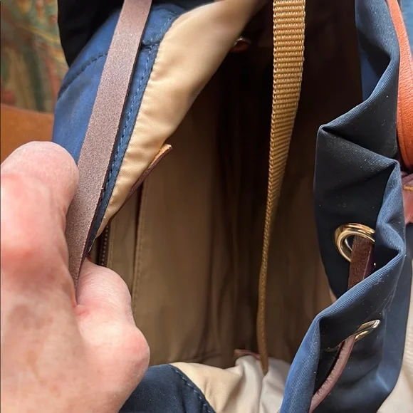 Dooney and Burke Brown and navy Women's Backpack - Picture 7 of 8